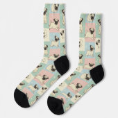 Chaussette Motif de dessin animé de Pug (Gauche)