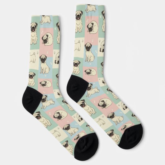 Chaussette Motif de dessin animé de Pug (Droite)