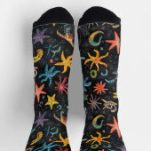 Chaussette Motif de dessin de chalk vers et étoiles de mer No (Haut)