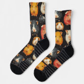 Chaussette Motif de dessin de marteau de porc de Guinée noir (Gauche)