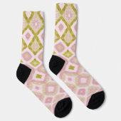 Chaussette Motif de diamant géométrique en rose et vert olive (Droite)