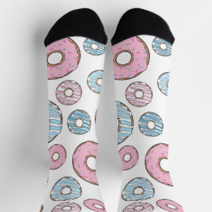 Chaussette Motif De Donuts, Donuts Roses, Donuts Bleus