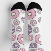 Chaussette Motif De Donuts, Donuts Roses, Donuts Violets (Haut)