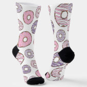 Chaussette Motif De Donuts, Donuts Roses, Donuts Violets (Angulaire)