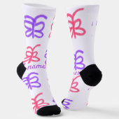 Chaussette Motif de doodle de papillon rose violet ajouter le (Angulaire)