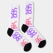 Chaussette Motif de doodle de papillon rose violet ajouter le (Droite)