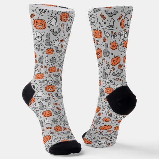 Chaussette Motif de doodle pour les enfants mignons Halloween (Angulaire)