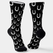 Chaussette Motif de fer à cheval blanc sur course de chevaux (Angulaire)