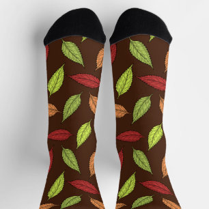 Chaussette Motif De Feuilles, Feuilles Colorés, Feuilles D'Au
