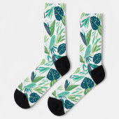 Chaussette Motif de feuilles vertes et blanches (Gauche)