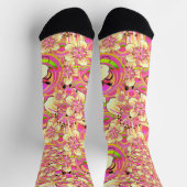Chaussette motif de fleur rose funky (Haut)
