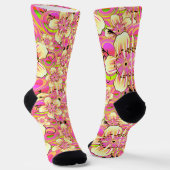 Chaussette motif de fleur rose funky (Angulaire)