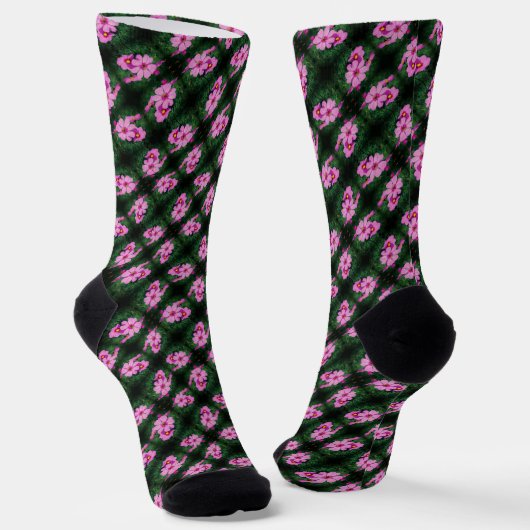 Chaussette Motif de fleurs Cosmos roses (Angulaire)
