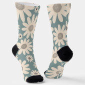 Chaussette Motif de fleurs de camomille sur un vert doux (Angulaire)