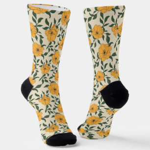 Chaussette Motif de fleurs de crapaud orange