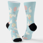 Chaussette Motif de fleurs de lapins mignons (Angulaire)