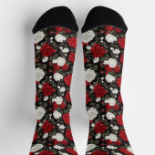 Chaussette Motif de fleurs de roses rouges et blanches (Haut)