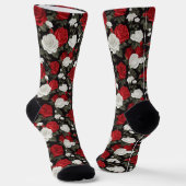 Chaussette Motif de fleurs de roses rouges et blanches (Angulaire)