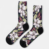 Chaussette Motif de fleurs Magnolia (Gauche)