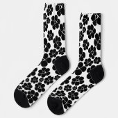 Chaussette Motif de fleurs - noir et blanc (Gauche)