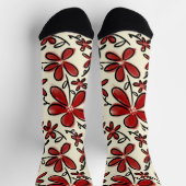 Chaussette Motif de fleurs rouges (Haut)