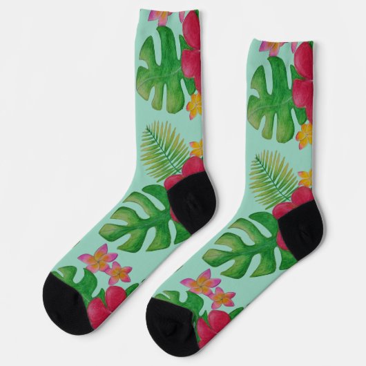 Chaussette Motif de fleurs tropicales (Gauche)