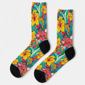 Chaussette Motif de fleurs tropicales colorées (Gauche)