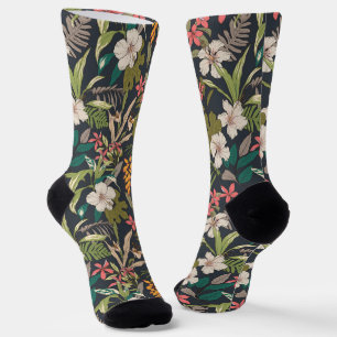 Chaussette Motif de fleurs tropicales colorées