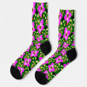 Chaussette Motif de fleurs tropicales roses (Gauche)