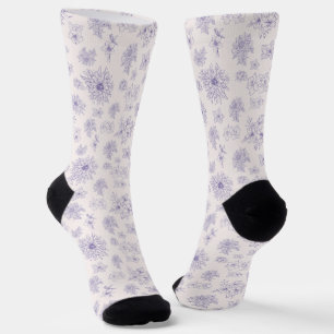 Chaussette Motif de fleurs violettes