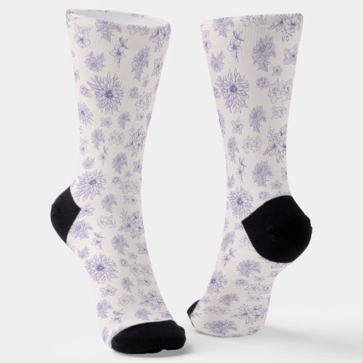 Chaussette Motif de fleurs violettes (Angulaire)