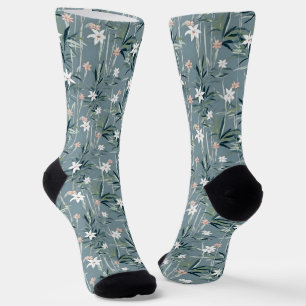 Chaussette Motif de fleurs zen botaniques japonaises