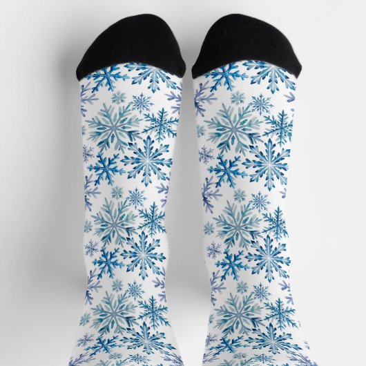 Chaussette Motif de flocons de neige à l'aquarelle (Haut)