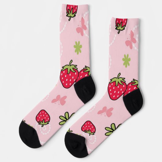 Chaussette Motif de fraises (Gauche)