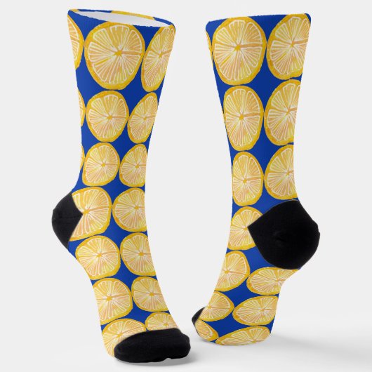 Chaussette Motif de fruit citron agrumes coloré (Angulaire)