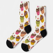 Chaussette Motif de gâteau, Motif de muffin, Chocolat, Coeurs (Gauche)