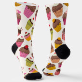 Chaussette Motif de gâteau, Motif de muffin, Chocolat, Coeurs (Angulaire)