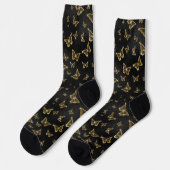 Chaussette Motif de glam or et papillons noirs (Gauche)