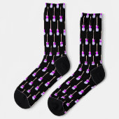 Chaussette Motif de guitare électrique violet sur noir (Gauche)