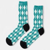 Chaussette Motif de Jacquard blanc bleu Turquoise personnalis (Gauche)