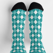 Chaussette Motif de Jacquard blanc bleu Turquoise personnalis (Haut)
