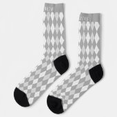 Chaussette Motif de Jacquard gris foncé blanc personnalisé (Gauche)