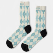 Chaussette Motif de Jacquard Turquoise bleu gris vert personn (Gauche)