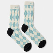 Chaussette Motif de Jacquard Turquoise bleu gris vert personn (Droite)