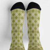 Chaussette Motif de Jacquard vert olive gris-gris personnalis (Haut)