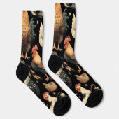 Chaussette Motif de la ferme de poulet Retro (Droite)