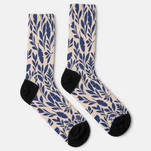 Chaussette Motif de la feuille botanique bleue de la Marine