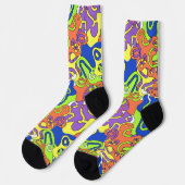 Chaussette Motif de labyrinthe abstrait néon (Gauche)