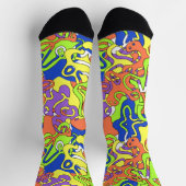Chaussette Motif de labyrinthe abstrait néon (Haut)