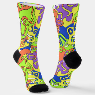 Chaussette Motif de labyrinthe abstrait néon